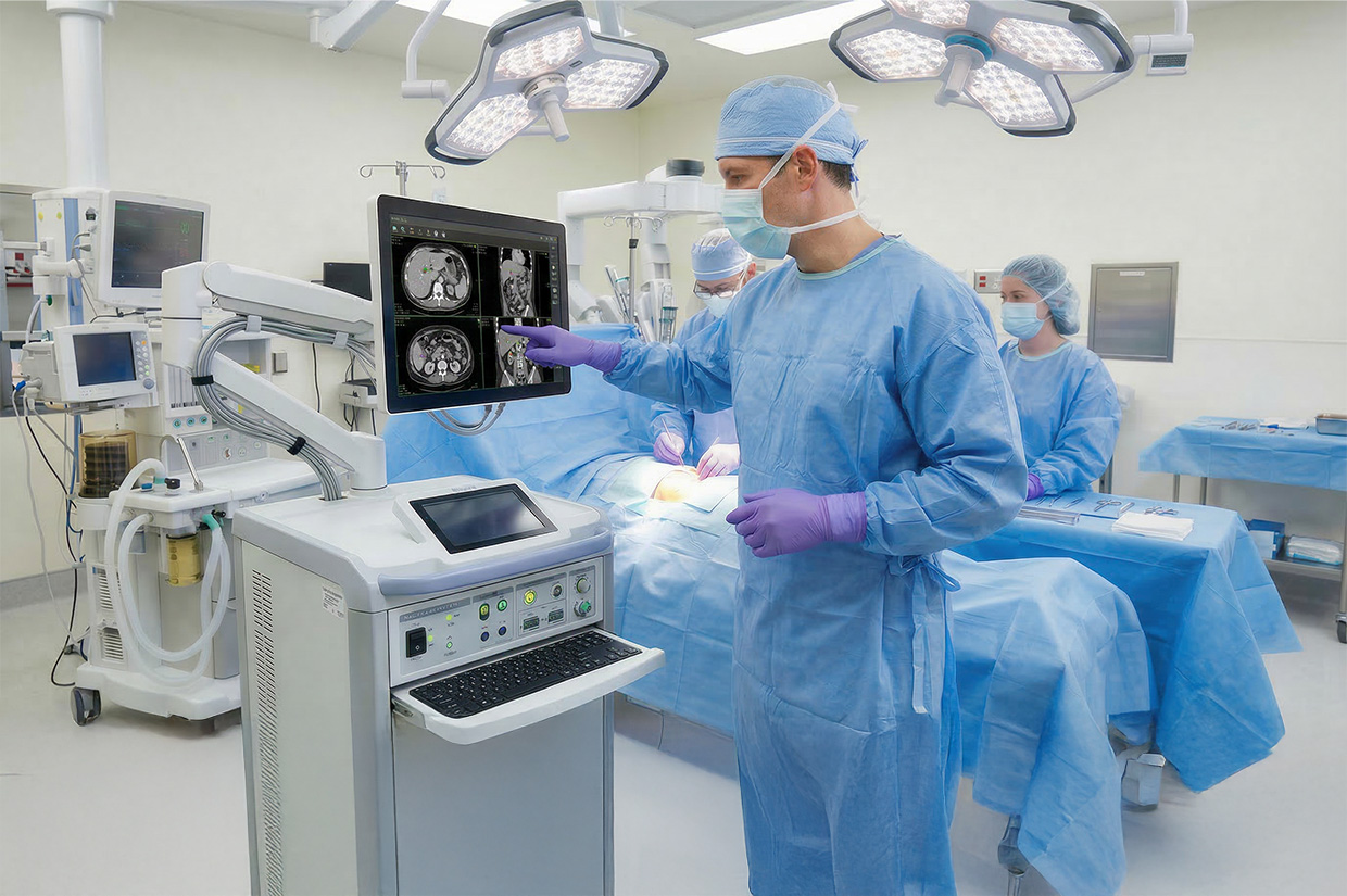 Medical-grade touchscreen display in operating room surgical application